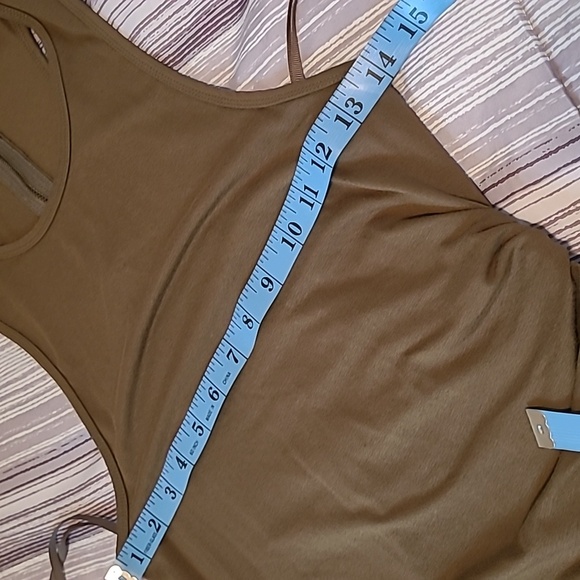 Anthropologie Daily Practice Olive Green Racer Back Ruched Asymmetrical Dress S - Picture 10 of 10